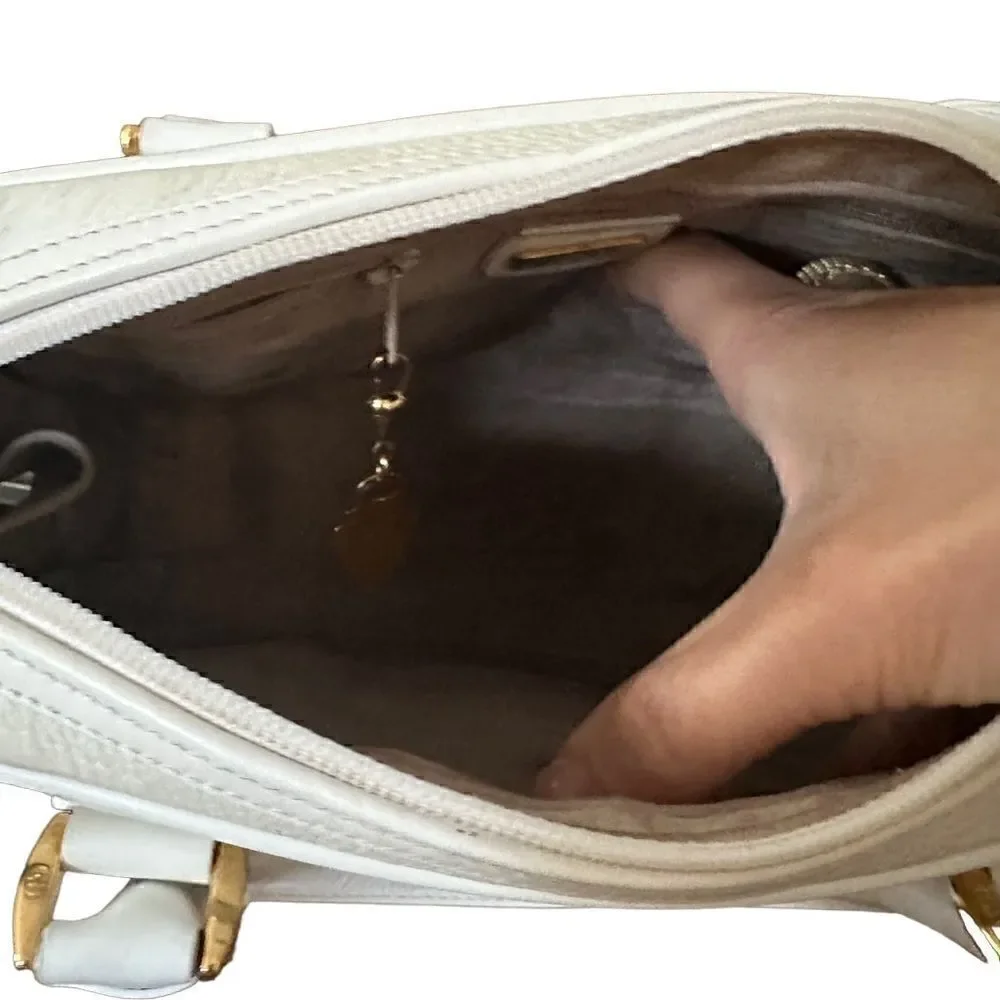 Gucci trendy white tote with gold hardware